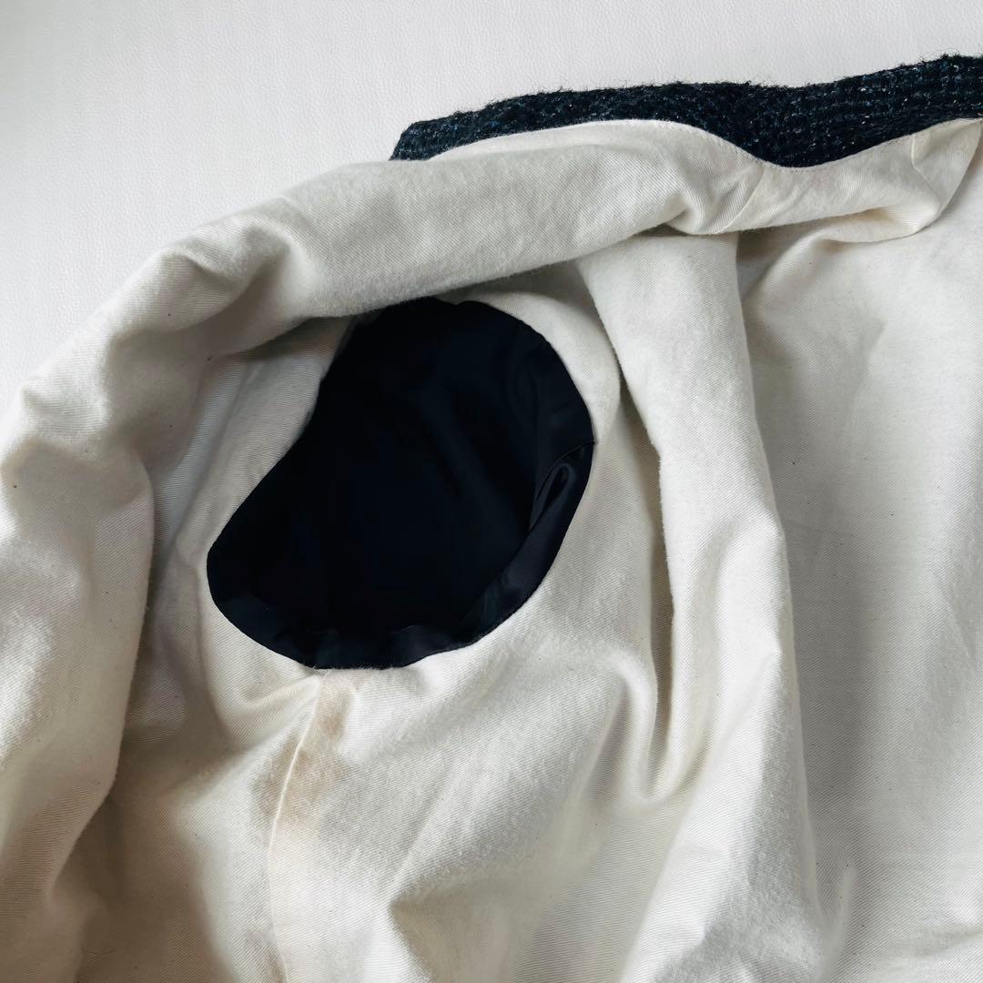 ユニヴァーサルティシュ アルパカ混 ノーカラー ツイード ジャケット 日本製