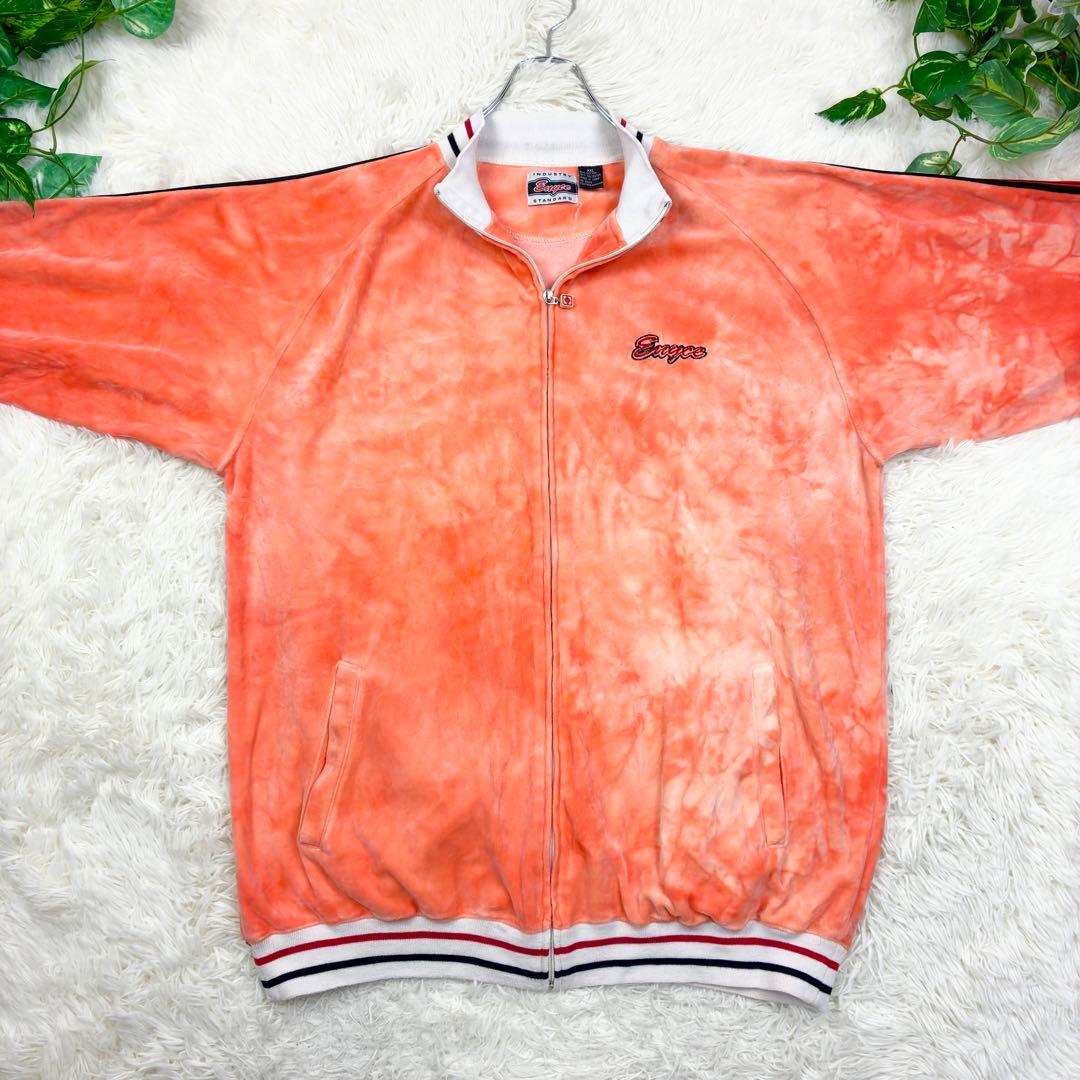 エニーチェ　ベロア　タイダイ　トラックトップ　ワンポイントロゴ　2XL　オレンジ