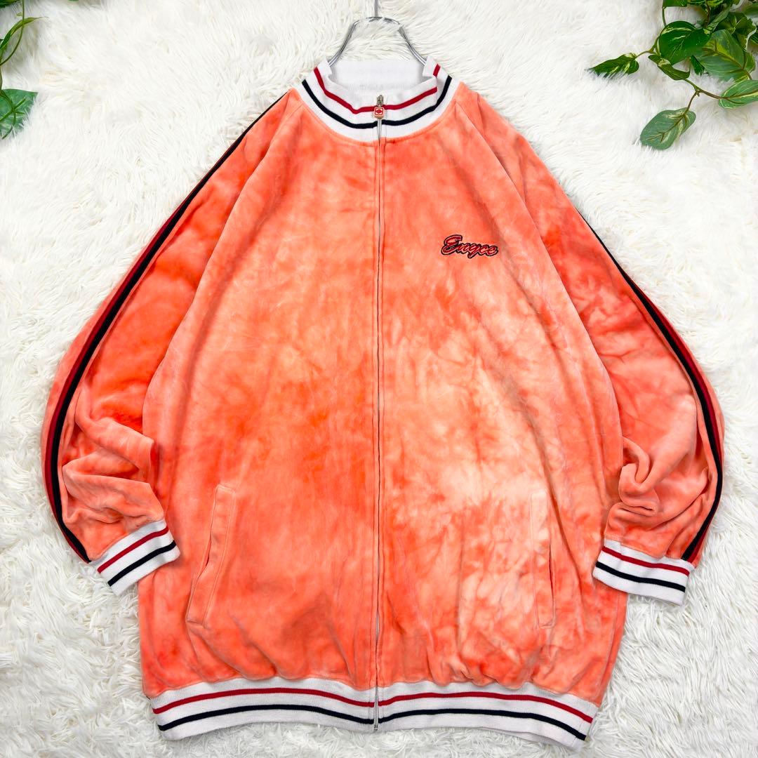 エニーチェ　ベロア　タイダイ　トラックトップ　ワンポイントロゴ　2XL　オレンジ