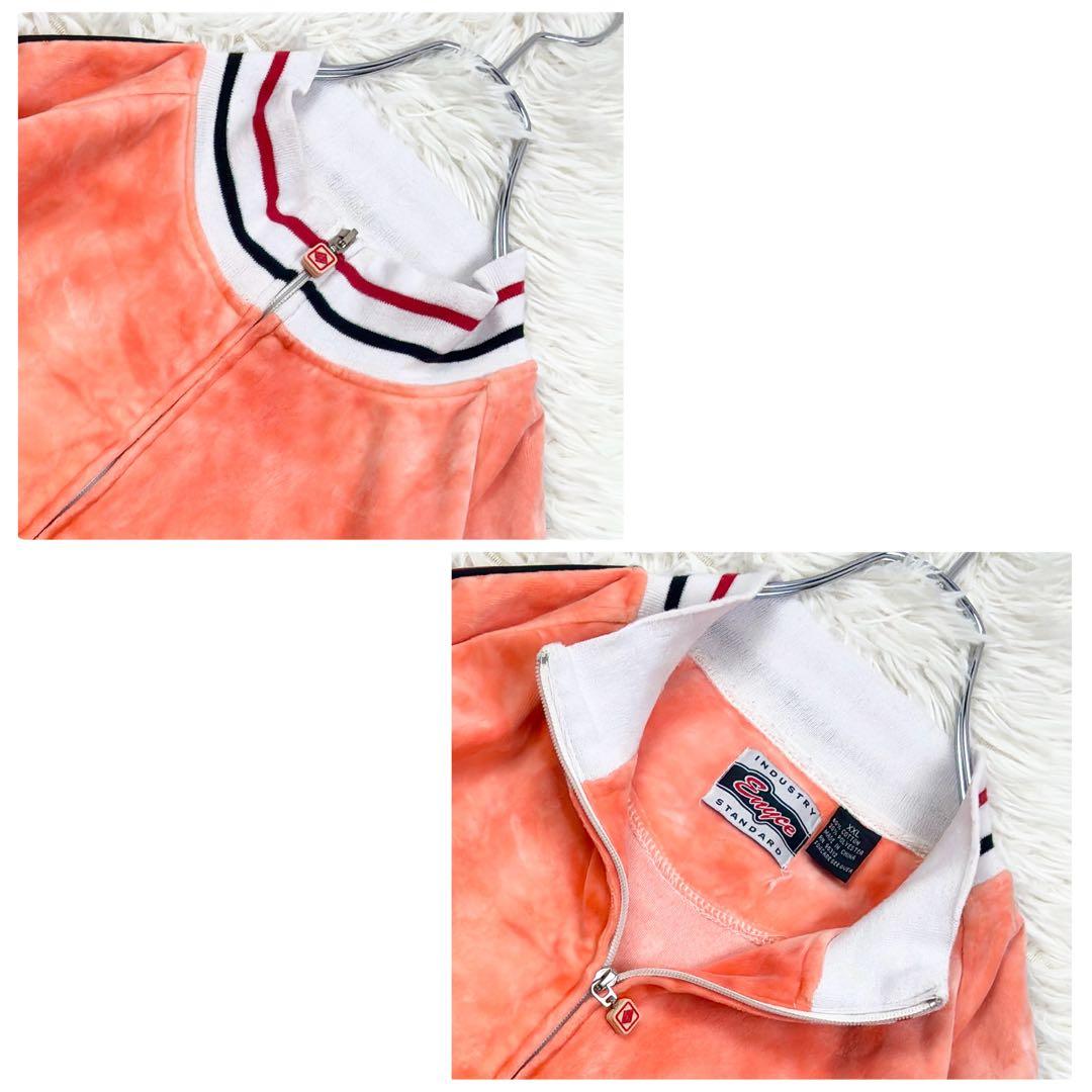 エニーチェ　ベロア　タイダイ　トラックトップ　ワンポイントロゴ　2XL　オレンジ
