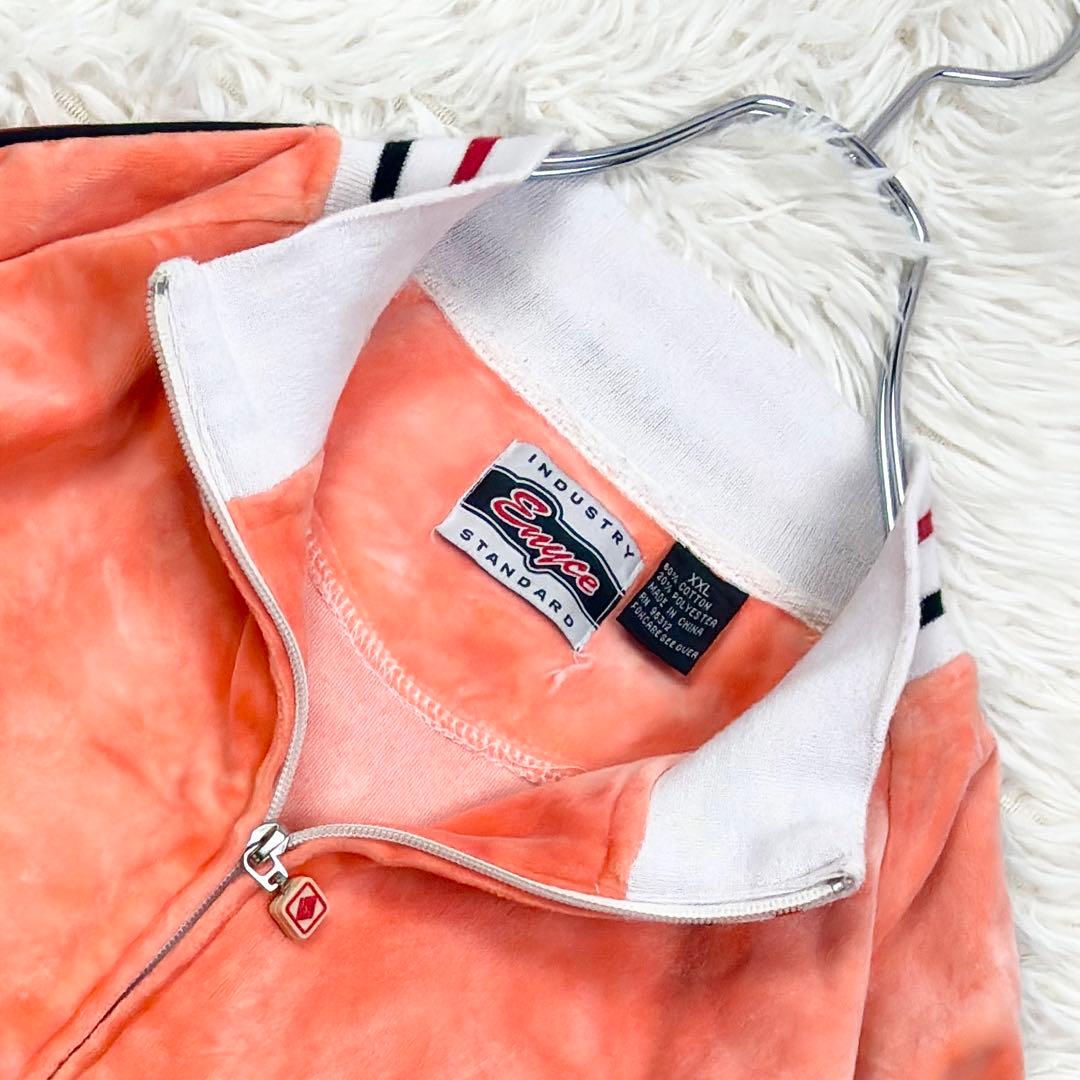 エニーチェ　ベロア　タイダイ　トラックトップ　ワンポイントロゴ　2XL　オレンジ