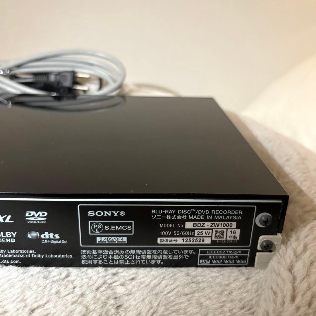 【美品】SONY BDZ-ZT1000 ブルーレイ/DVD/録画レコーダー