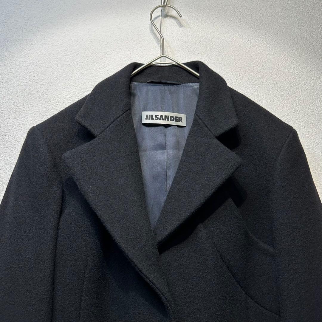 希少 美品 JIL SANDER ウール カシミヤ 変形 チェスターコート 36