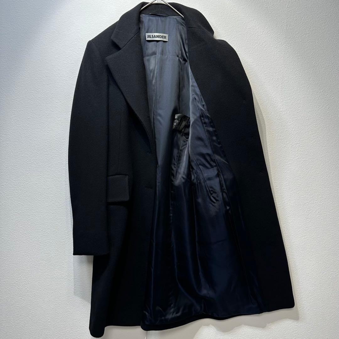 希少 美品 JIL SANDER ウール カシミヤ 変形 チェスターコート 36
