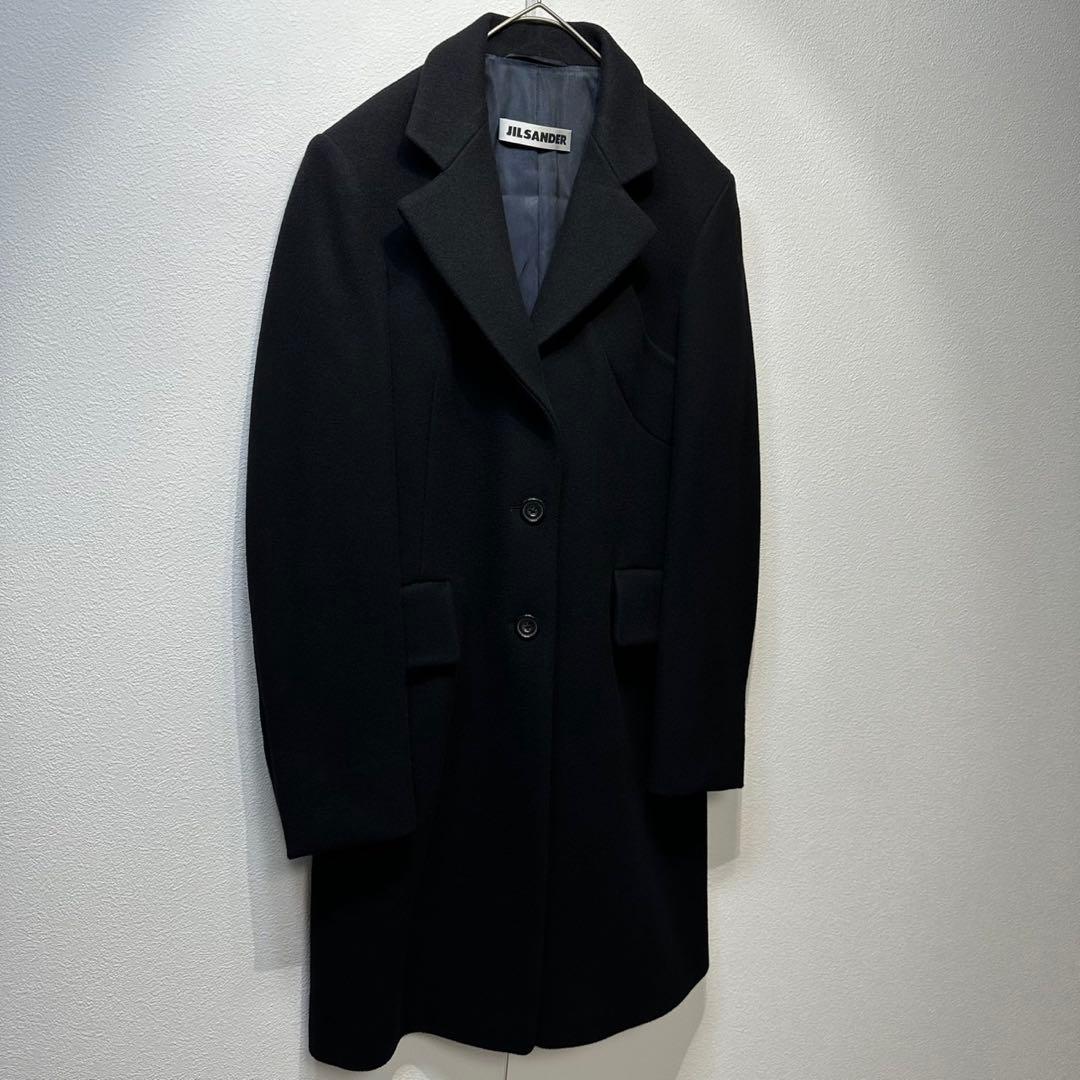 希少 美品 JIL SANDER ウール カシミヤ 変形 チェスターコート 36
