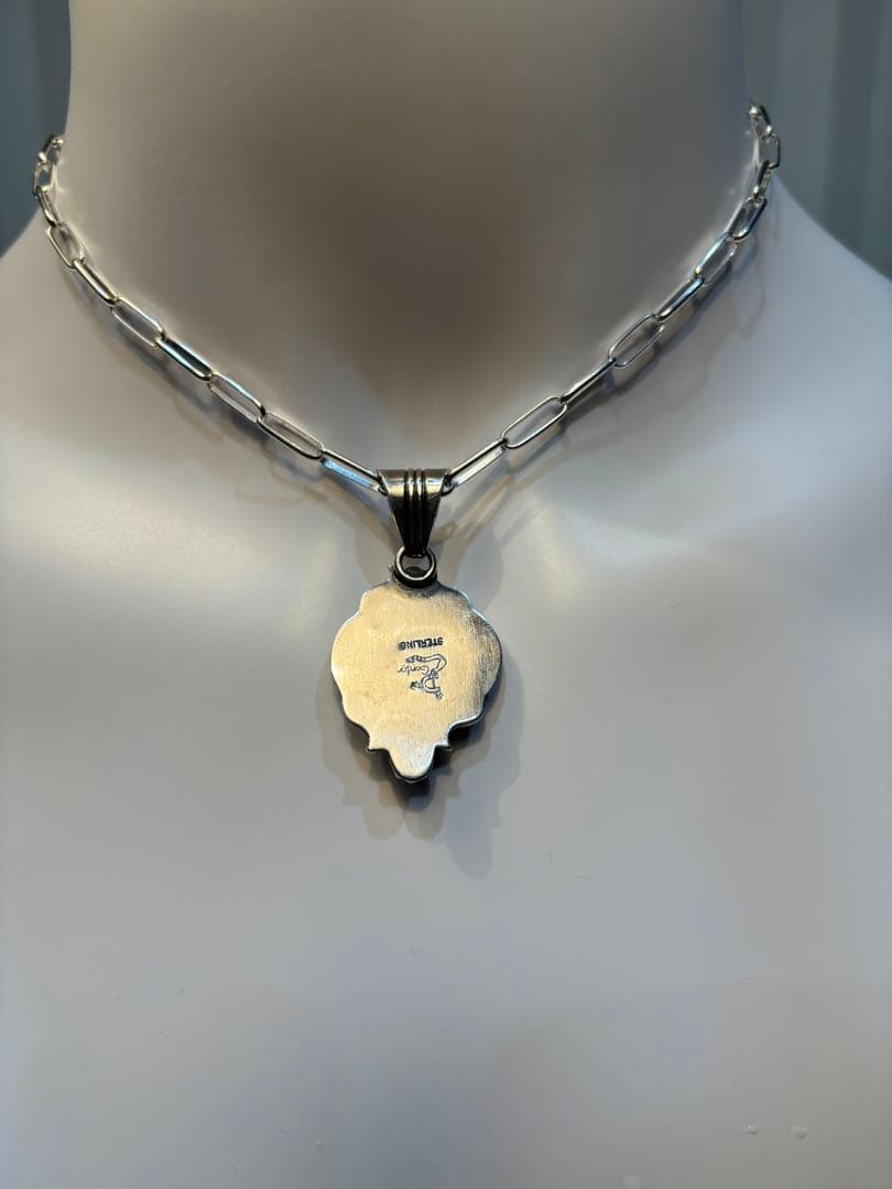 ターコイズ シルバー ペンダントトップ　 ナバホ族 チェーンセット　ネックレス