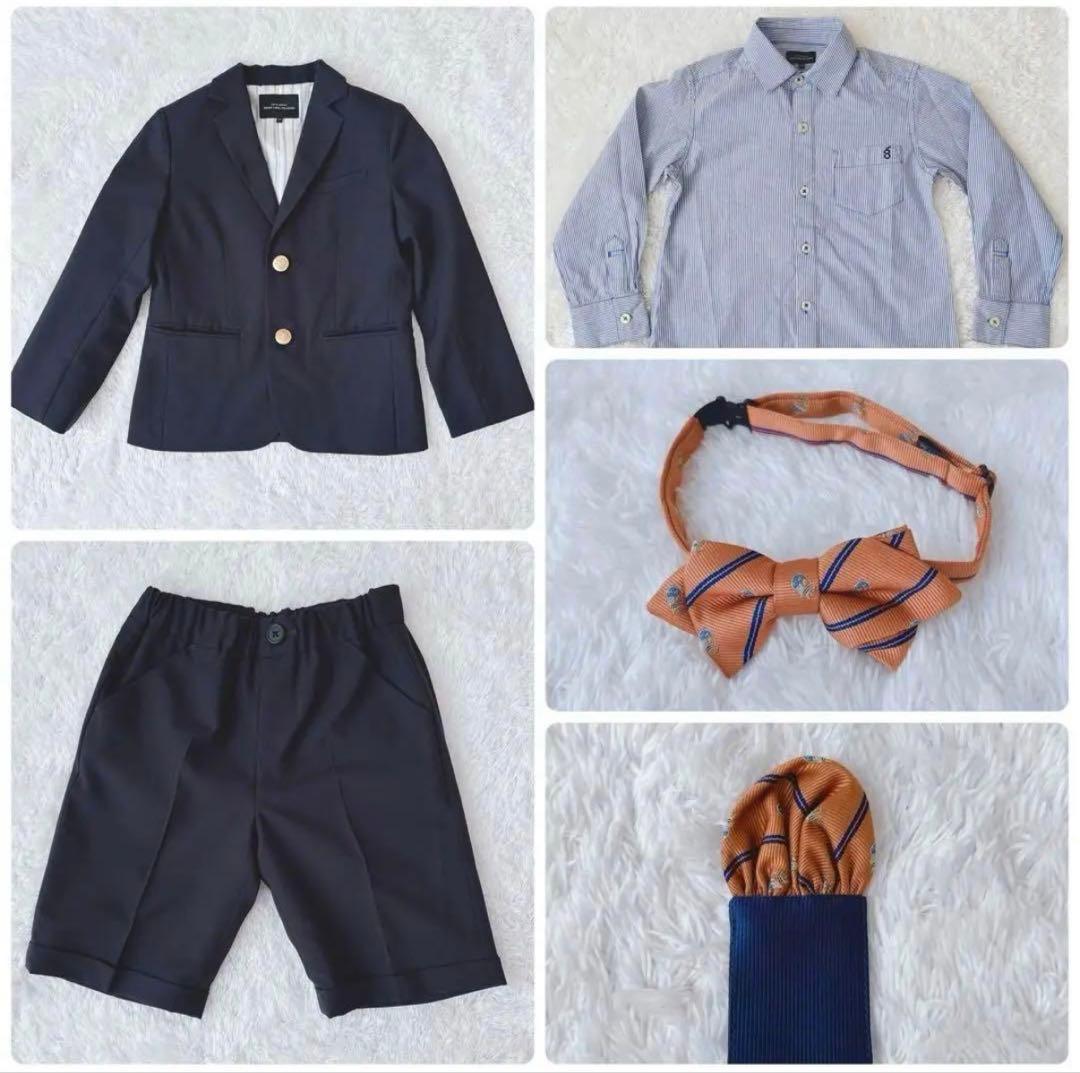 美品✨グリーンレーベル 120 スーツ /金ボタン 卒園式 入学式 5点セット