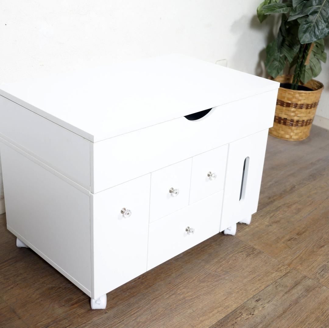 ひよこ　LEDライト付ドレッサー ロータイプ 伸縮式コスメワゴン