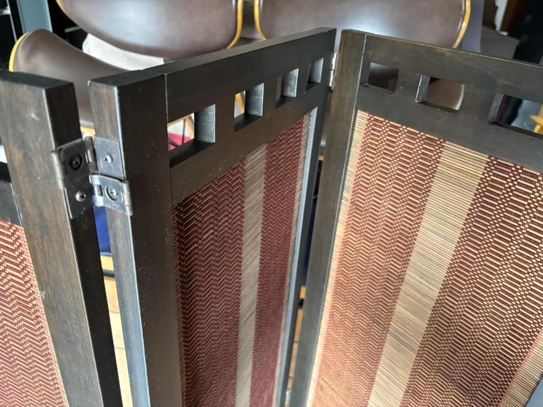 和風 衝立アジアン エスニック 4連スクリーン パーテーション Used/キレイ