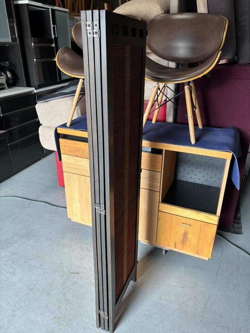 和風 衝立アジアン エスニック 4連スクリーン パーテーション Used/キレイ