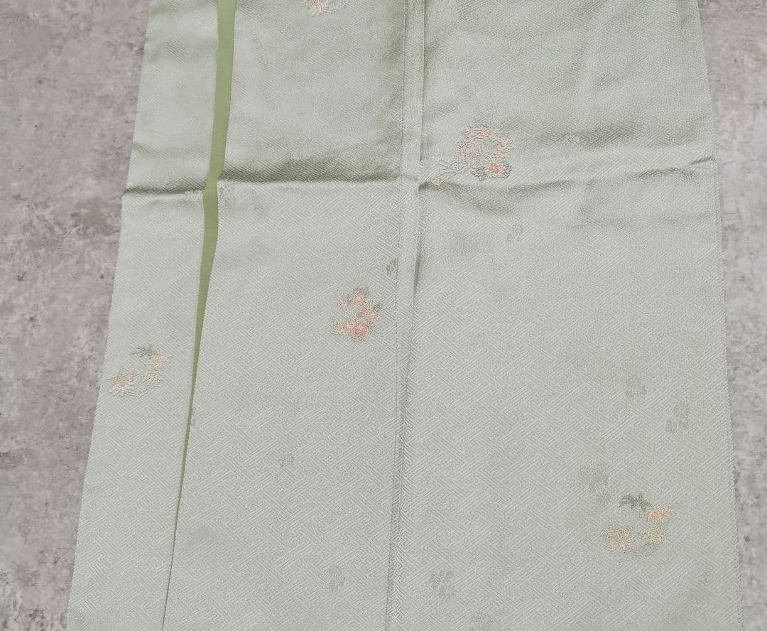 【相良刺繍】淡グリーンに相良刺繍 お役立ち付け下げ 紋意匠 地紋