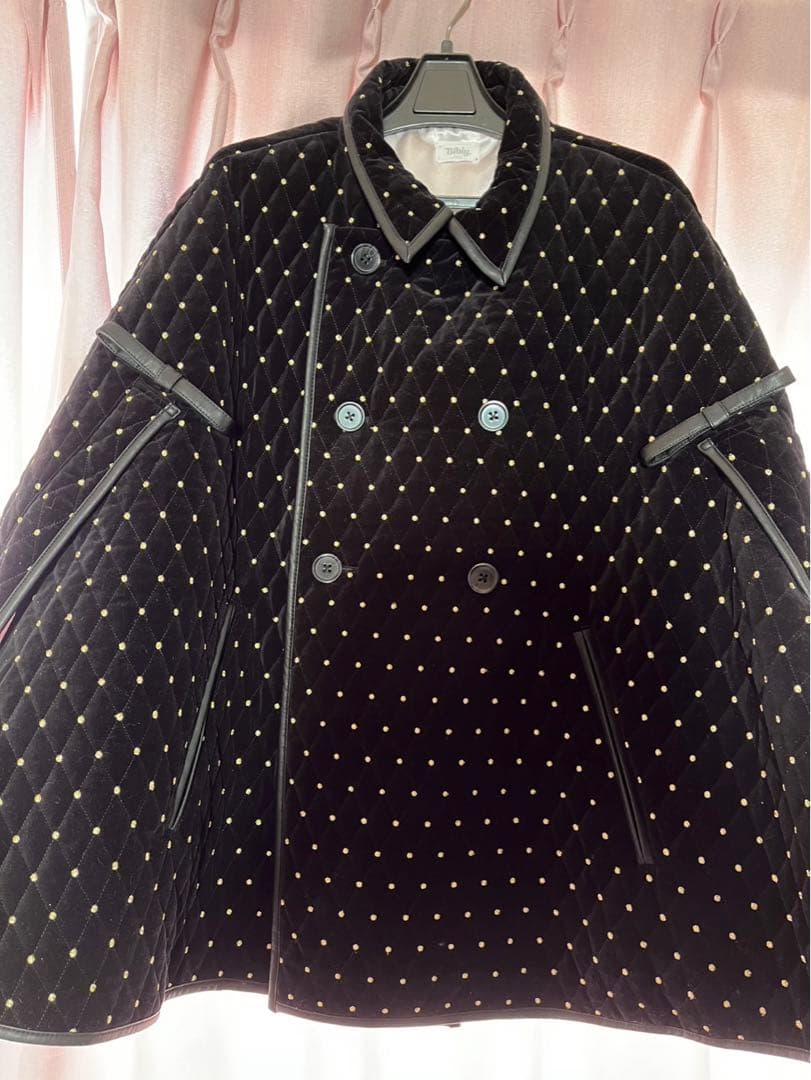 Bibiy ODETTE CAPE ケープコート黒ドット柄　❗️お値下げしました❗️