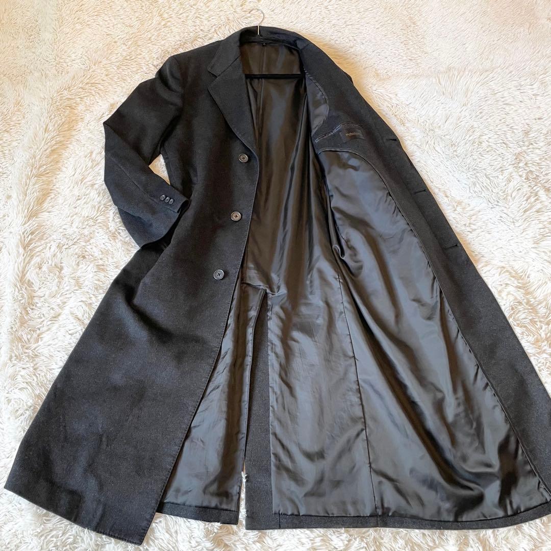 美品✨カシミヤ100％ ロング マキシ丈 チェスターコート 比翼 グレー 4L