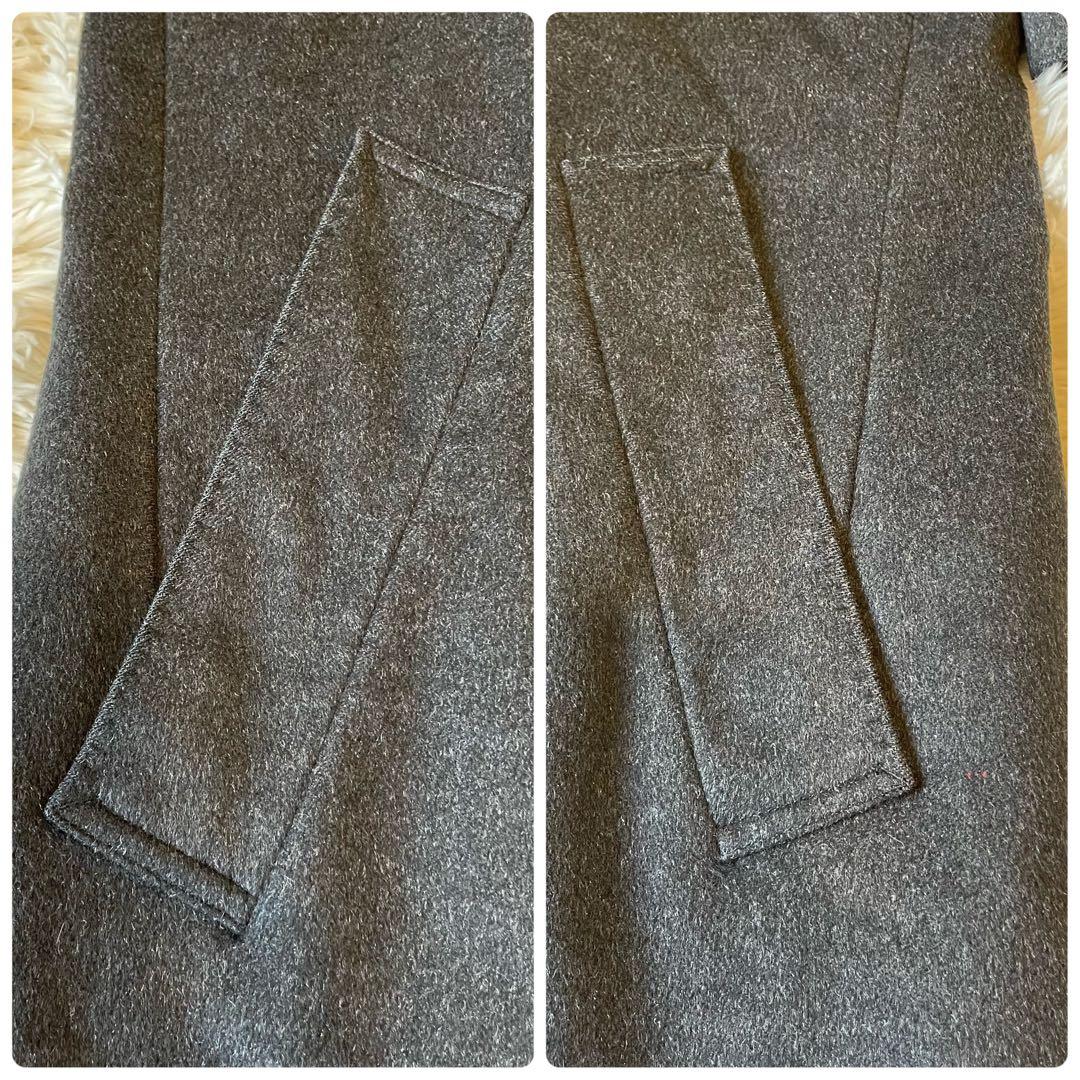 美品✨カシミヤ100％ ロング マキシ丈 チェスターコート 比翼 グレー 4L