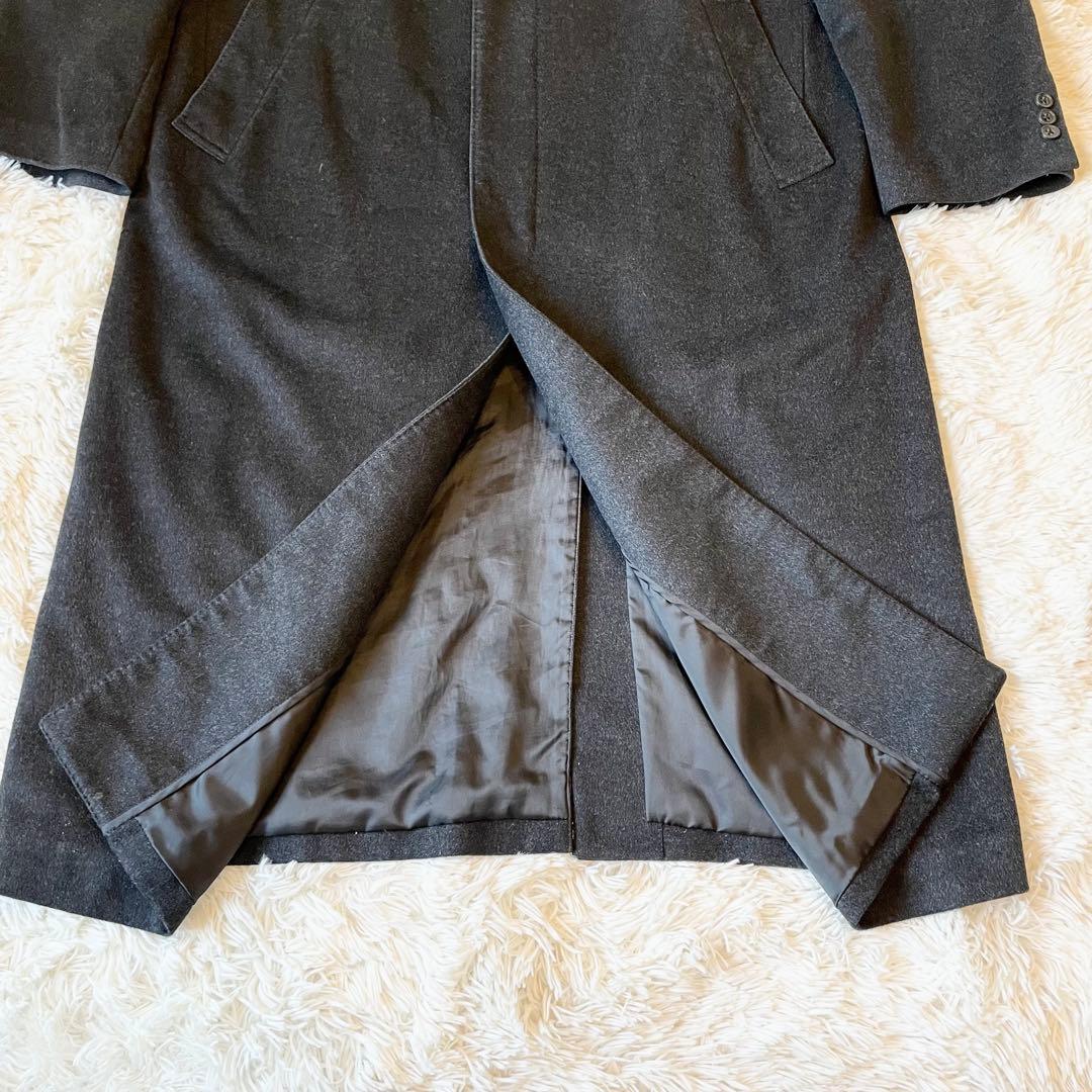 美品✨カシミヤ100％ ロング マキシ丈 チェスターコート 比翼 グレー 4L