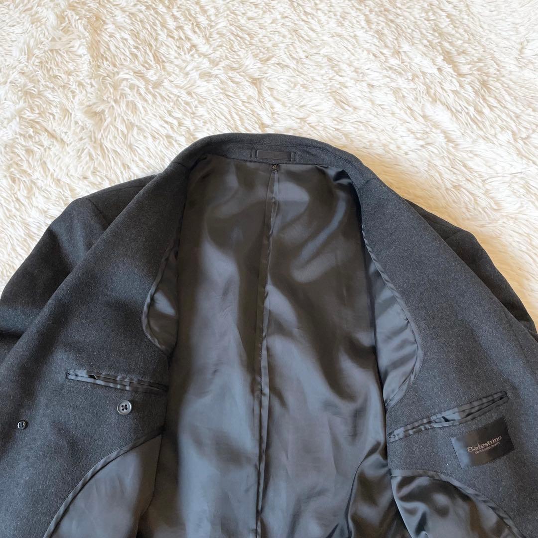 美品✨カシミヤ100％ ロング マキシ丈 チェスターコート 比翼 グレー 4L