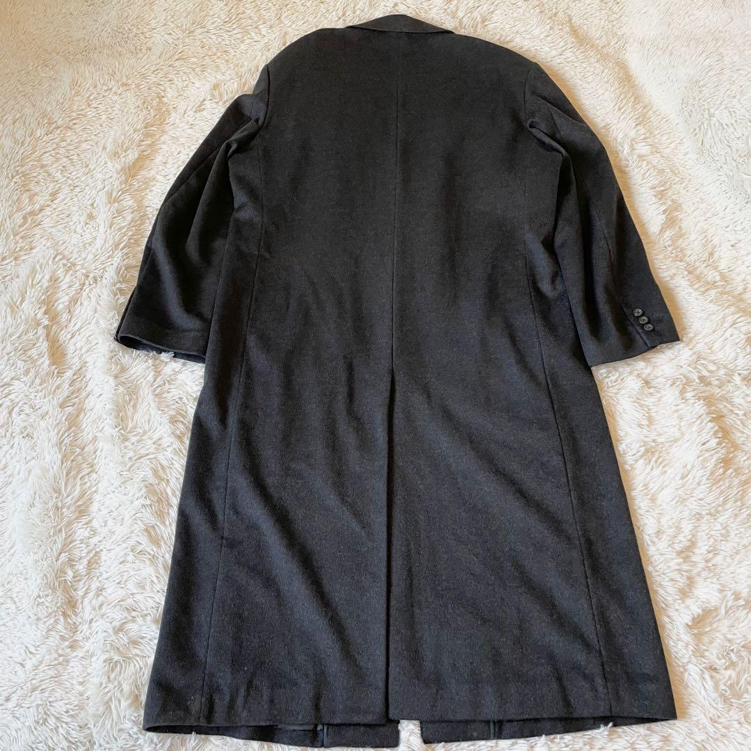 美品✨カシミヤ100％ ロング マキシ丈 チェスターコート 比翼 グレー 4L