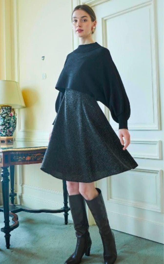 AND COUTURE 【WEB限定】横畔ニット＋ツイードミニワンピースセット