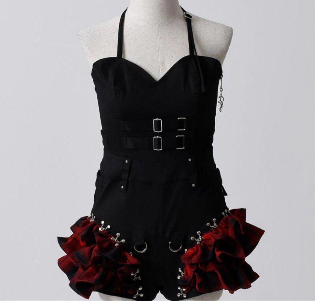 DustDevil ダストデビル チェックフリルオールインワンピース RED