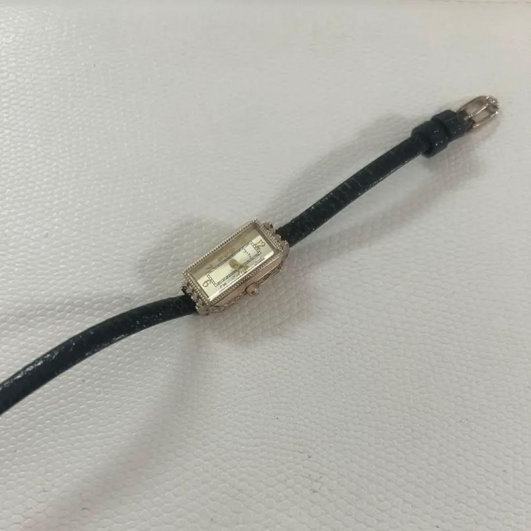 【agete】スクエアフェイス革ベルトウォッチ