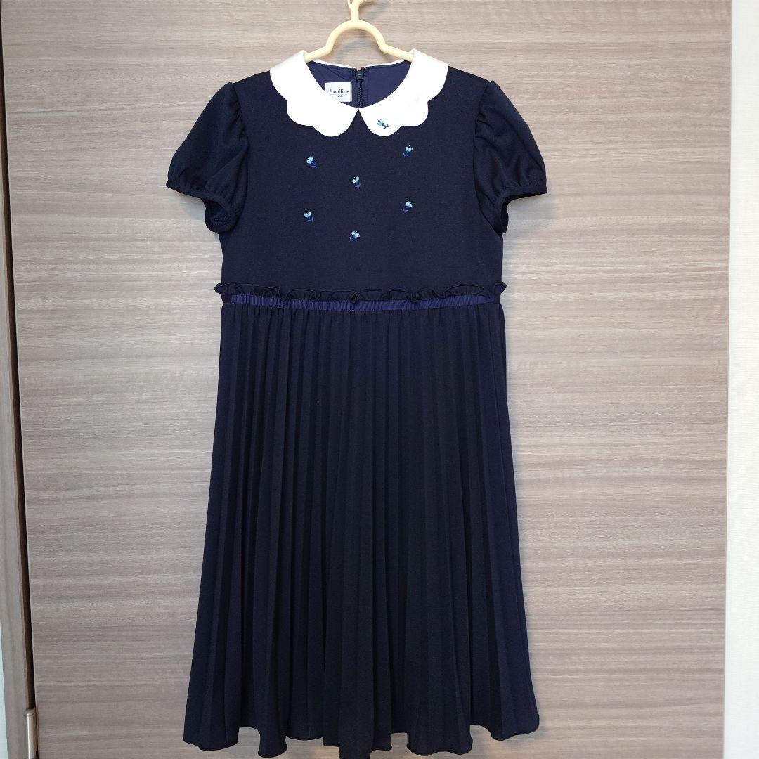 familiar ネイビー 襟付きワンピース 120