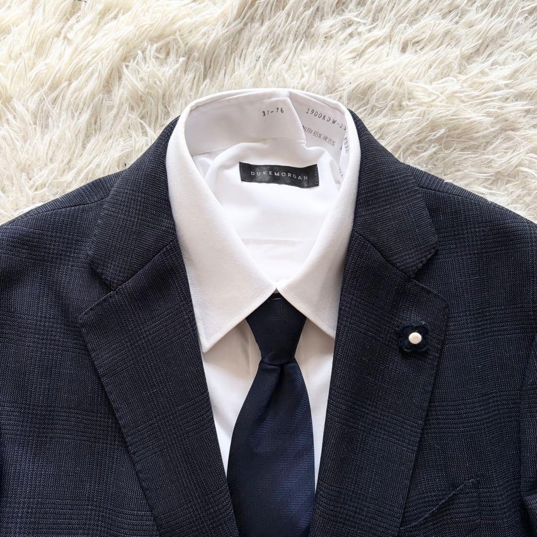 <23年モデル>LARDINI easy 新ロゴ ネイビー ウールスーツ 50