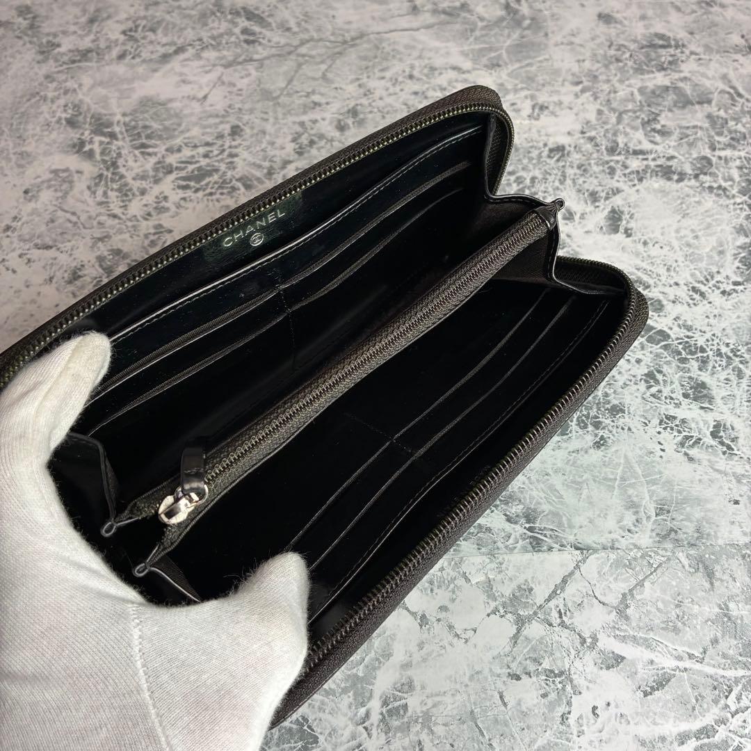 ✨CHANEL✨　シャネル　長財布　ラウンドファスナー　キャビアスキン