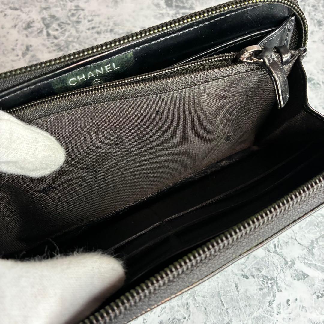✨CHANEL✨　シャネル　長財布　ラウンドファスナー　キャビアスキン