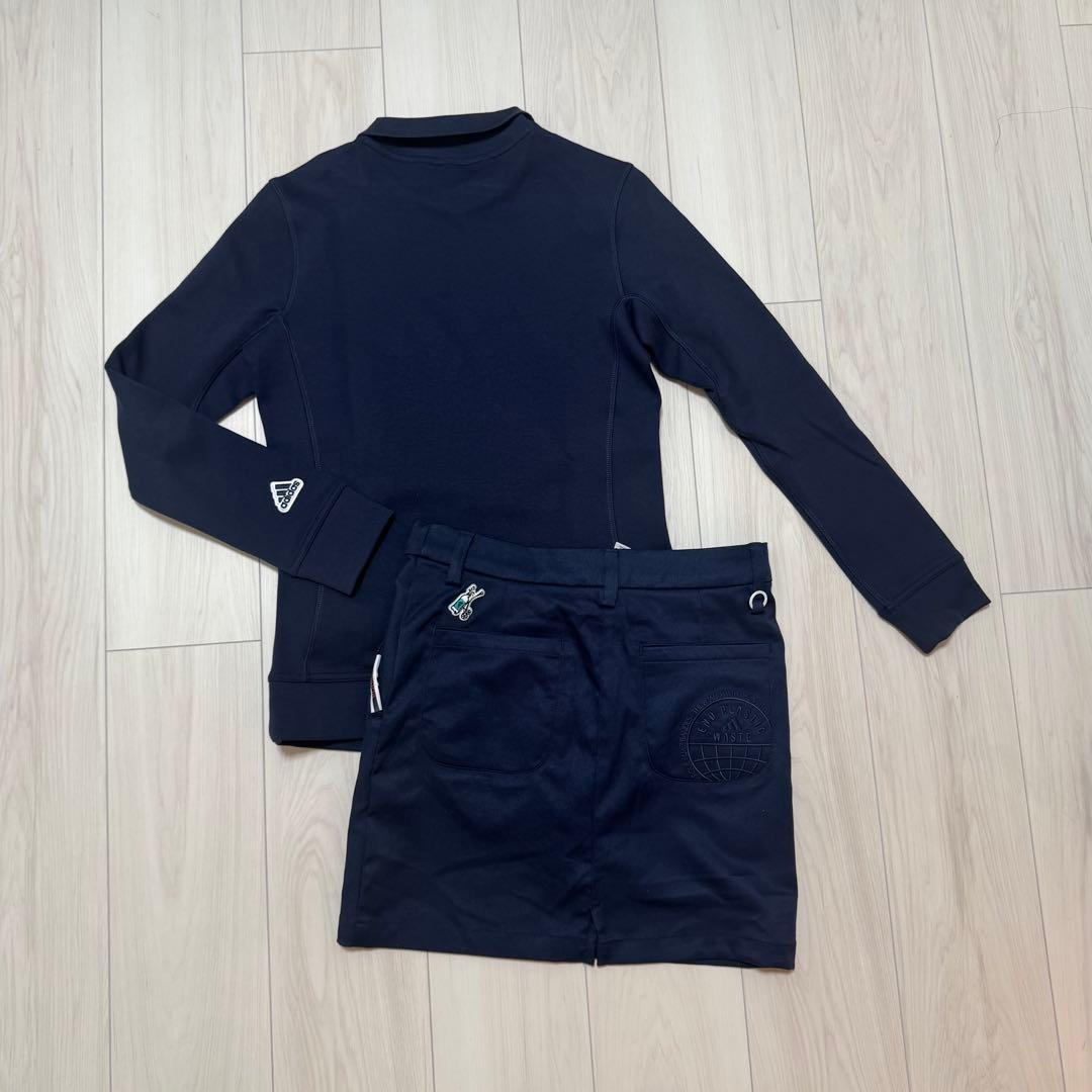 アディダス ゴルフ レディース セットアップ ネイビー スカート 長袖