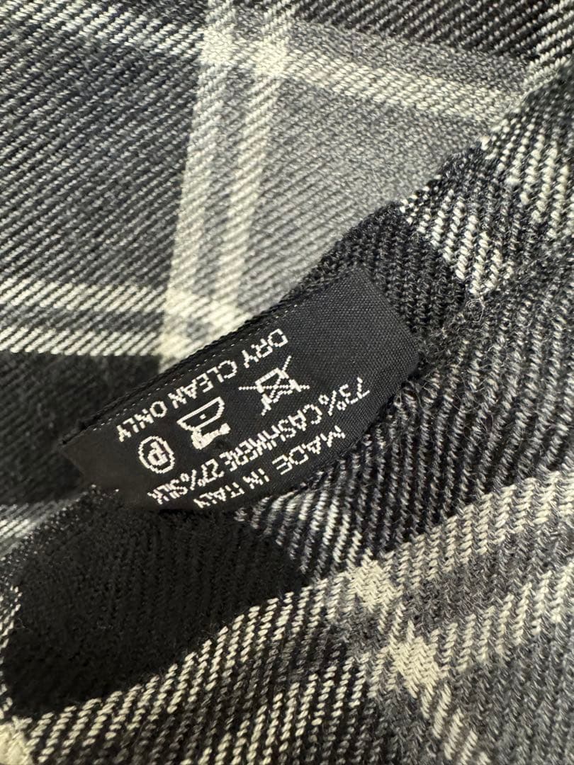 TOM FORD カシミア マフラー シルク チェック柄 黒