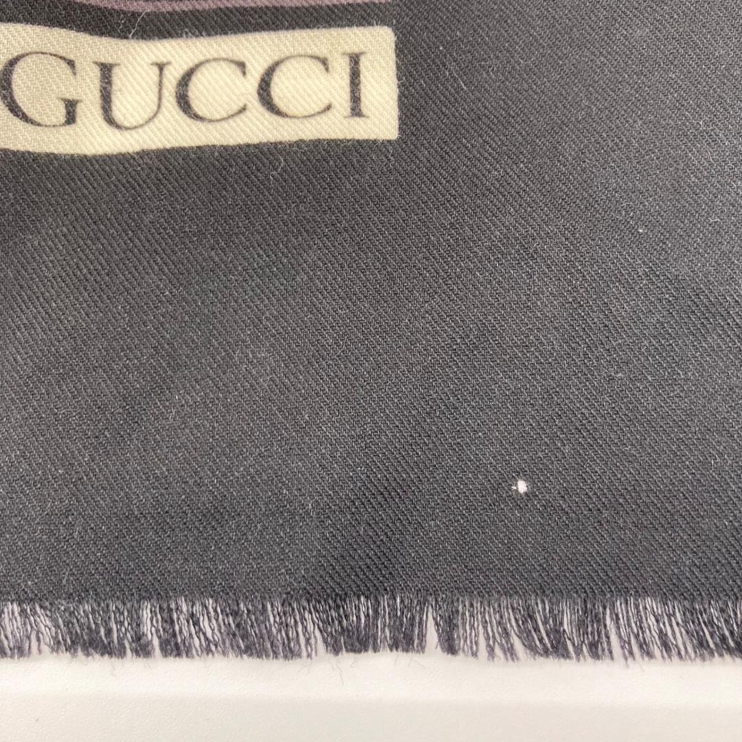 13027✨良品✨GUCCI 大判ストール ショール ウール ブラック 花柄