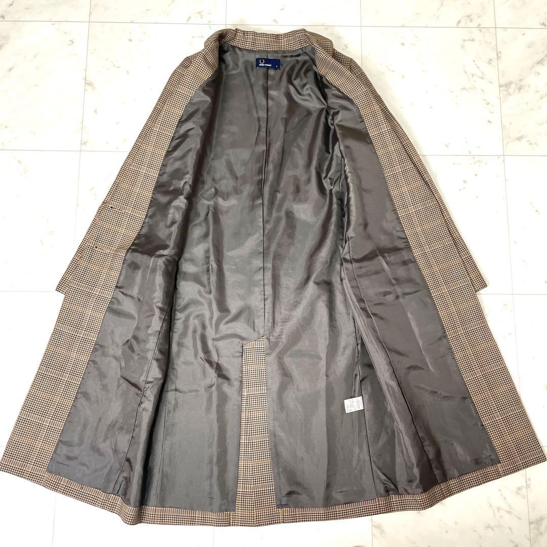 【未使用級】フレッドペリー チェスターコート チェック 8 M ブラウン