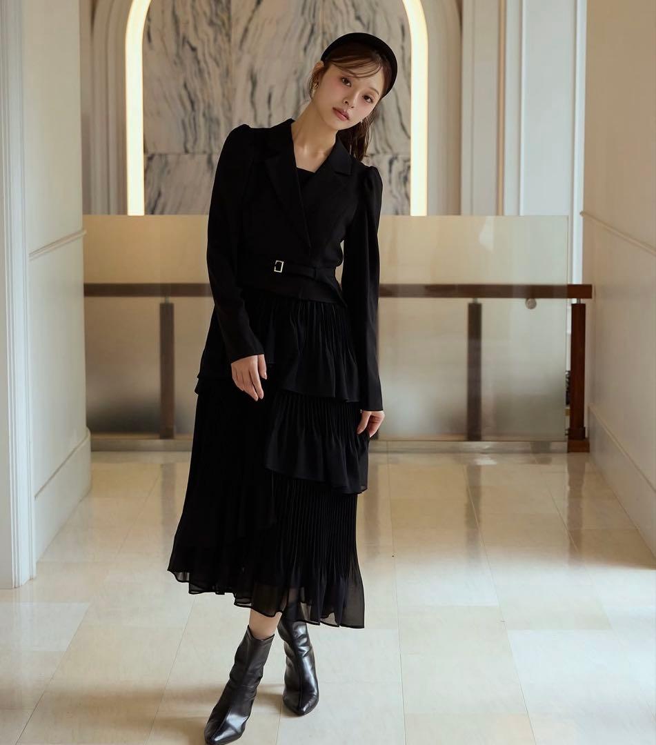 ANDCOUTURE♡ジャケットレイヤードプリーツワンピース