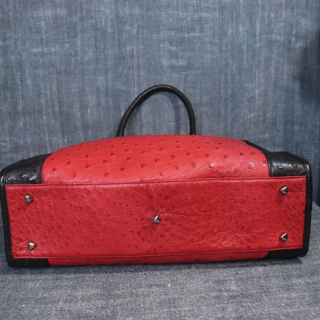 未使用 オーストリッチ フルポイント スクエア トートバッグ ostrich