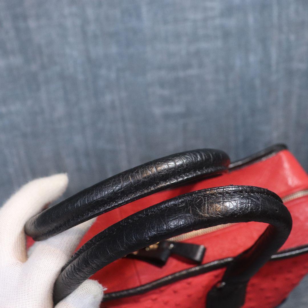 未使用 オーストリッチ フルポイント スクエア トートバッグ ostrich