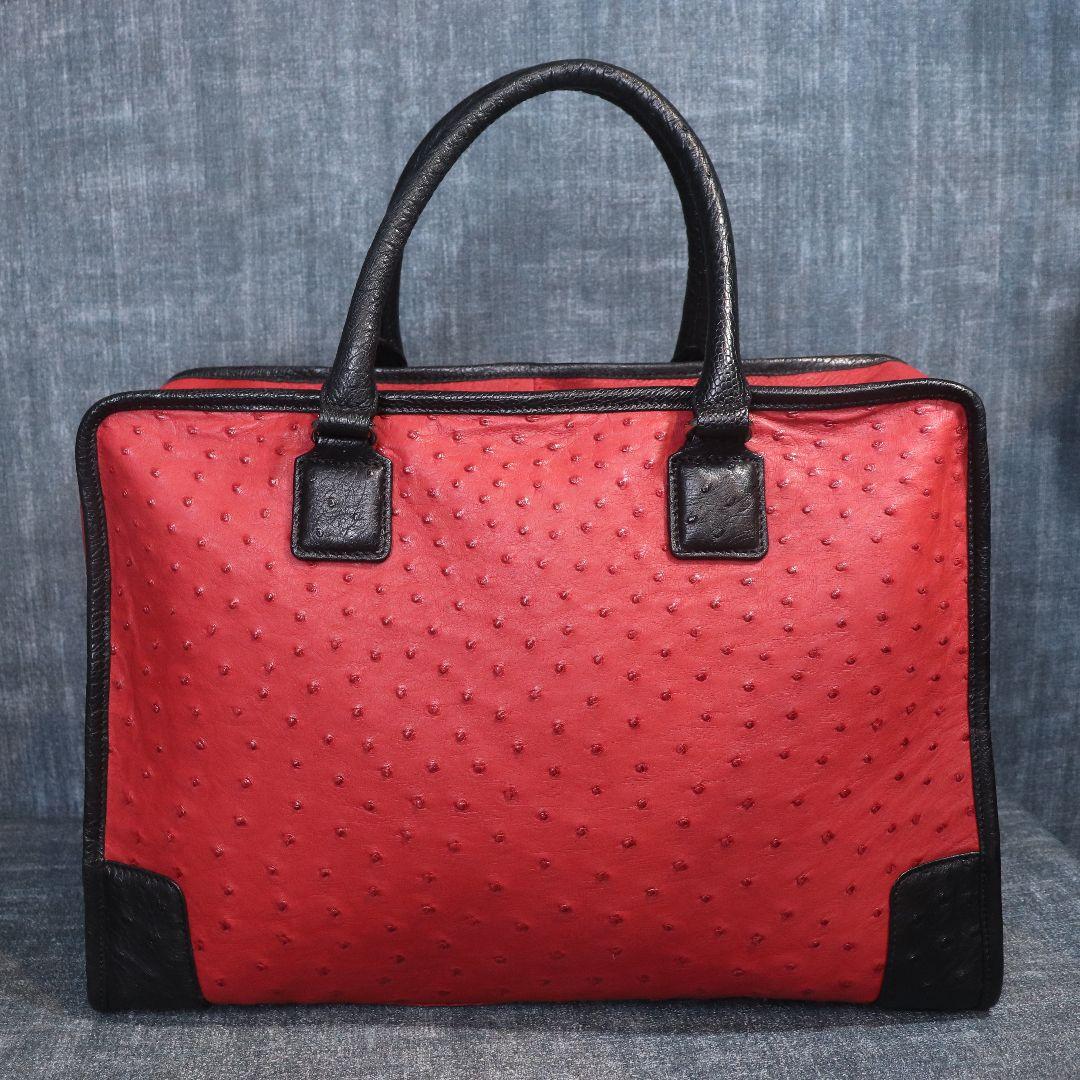 未使用 オーストリッチ フルポイント スクエア トートバッグ ostrich