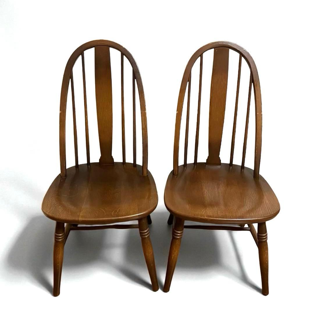 【良品】飛騨産業 キツツキ ボウバックウィンザーチェア　2脚セット①