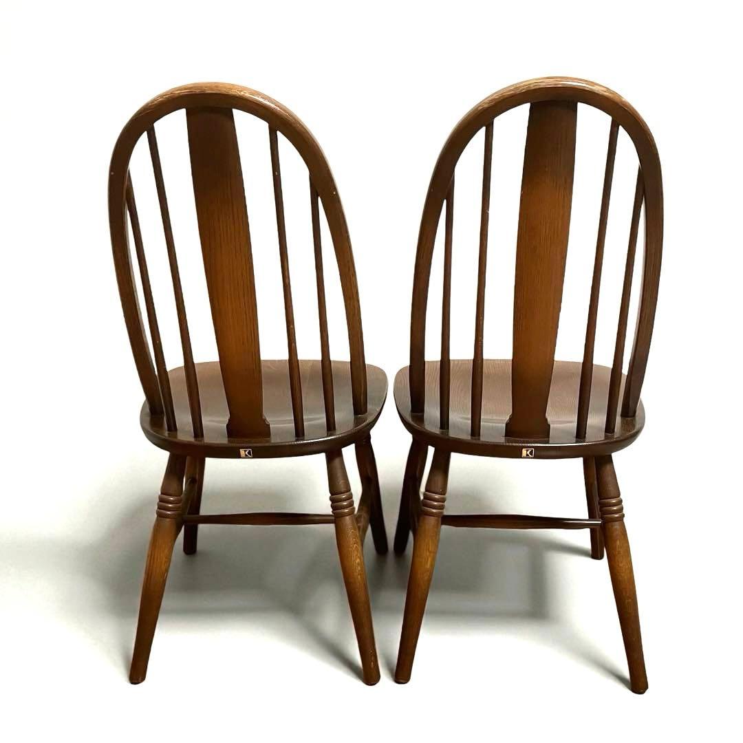 【良品】飛騨産業 キツツキ ボウバックウィンザーチェア　2脚セット①