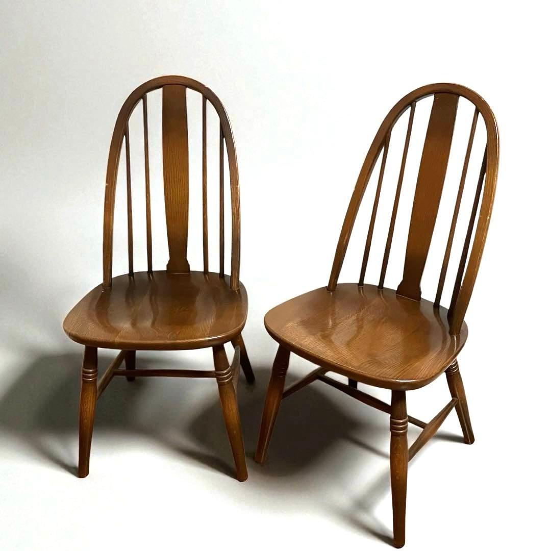 【良品】飛騨産業 キツツキ ボウバックウィンザーチェア　2脚セット①