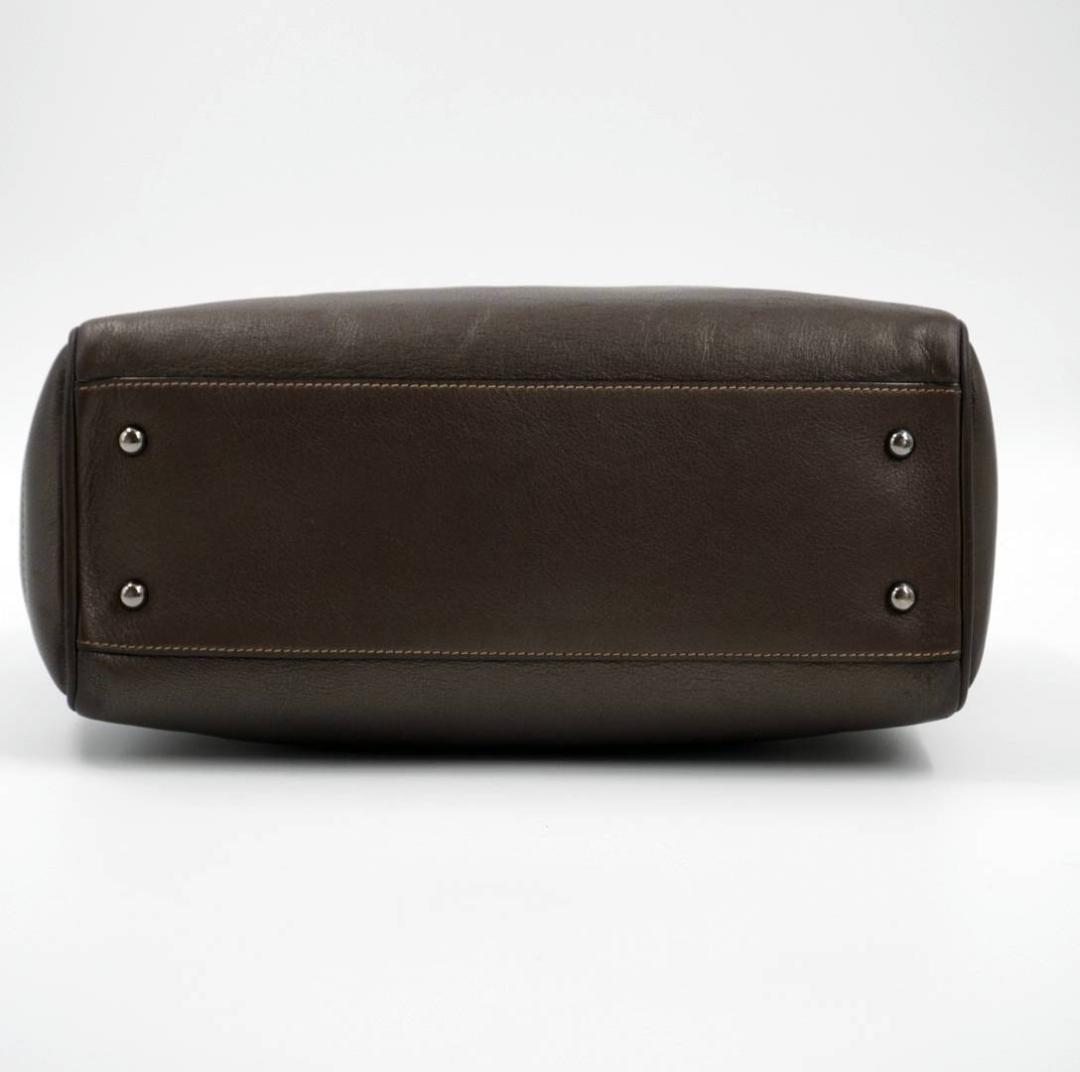 極希少✨人気 ロエベ　ヘリテージ　トートバッグ　ビッグロゴ　ブラウン　シボ革