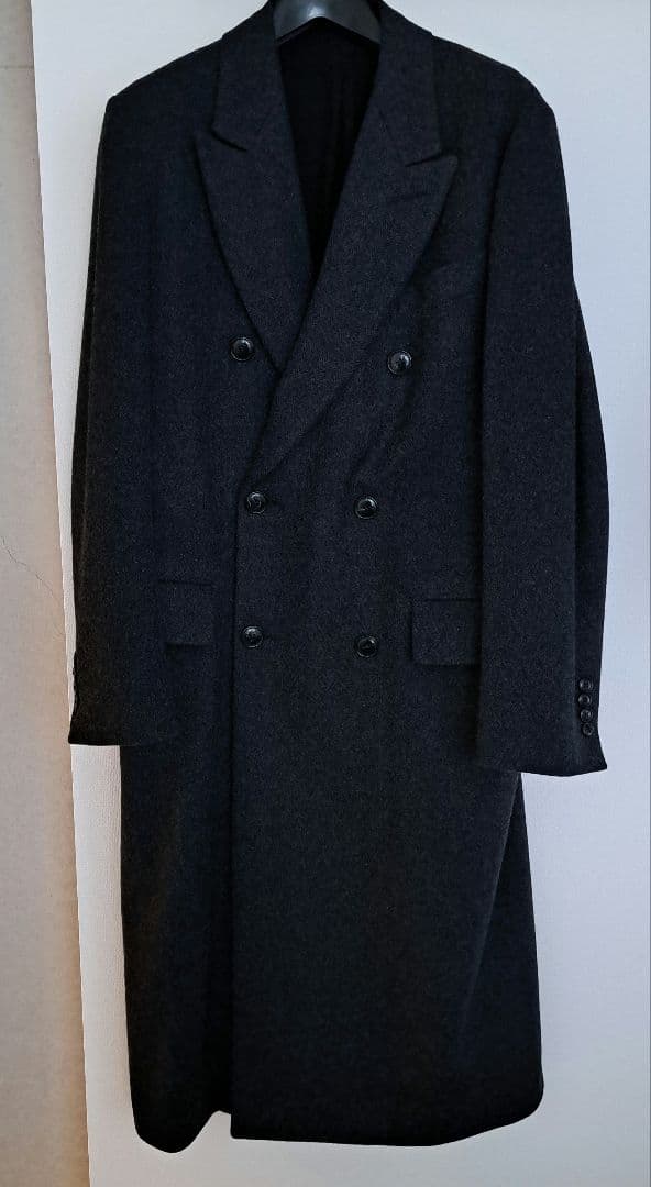 comoliウールヘリンボーンダブルチェスターコート