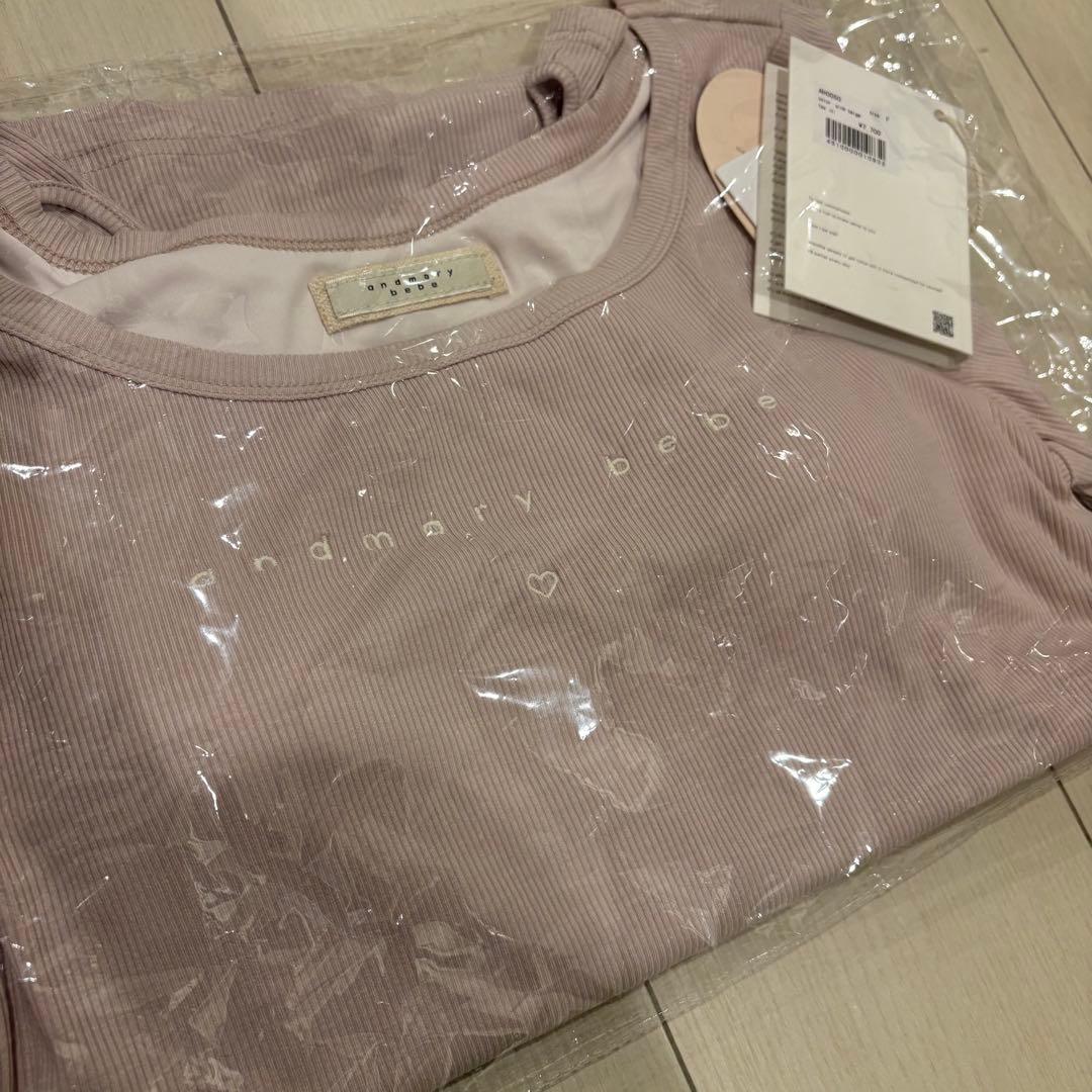 新品 andmary bebe Mybebe logo tops ピンク