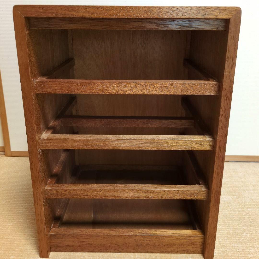 昭和レトロ　古道具　4段木製チェスト　小引出し ブラウン
