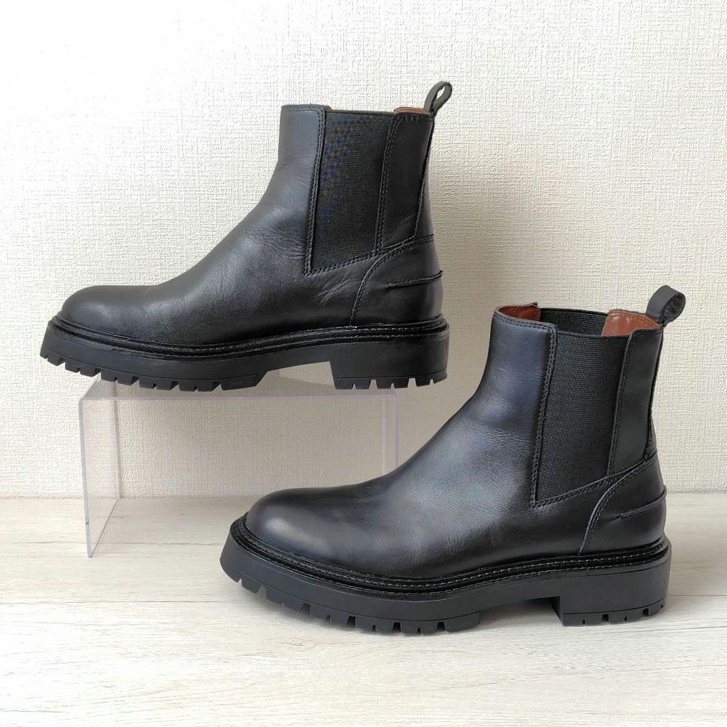 極美品✨️ZARA【26cm】サイドゴアブーツ　ショートブーツ　レザー　ブラック