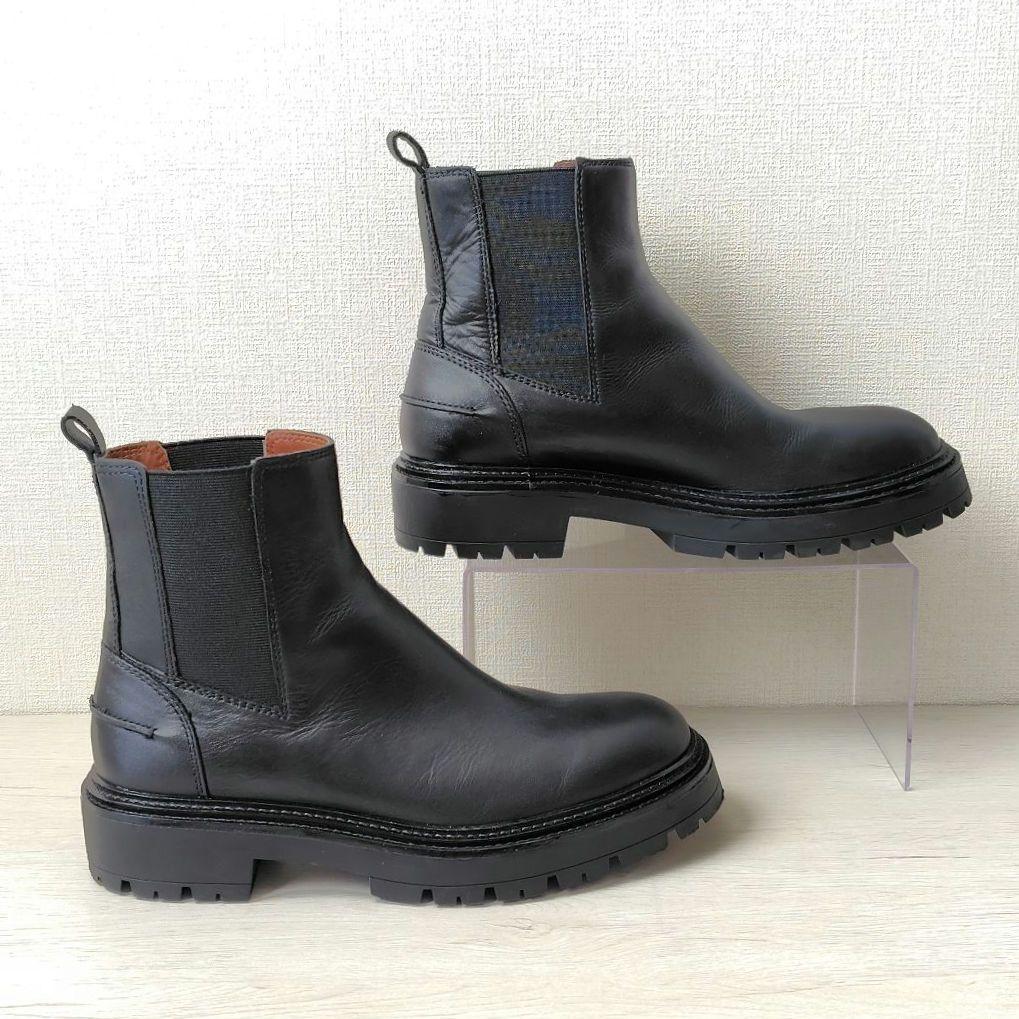 極美品✨️ZARA【26cm】サイドゴアブーツ　ショートブーツ　レザー　ブラック