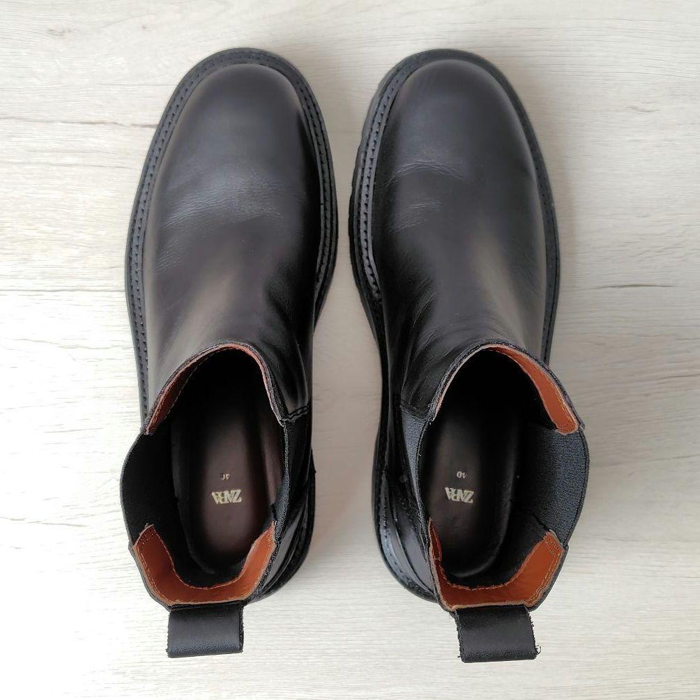 極美品✨️ZARA【26cm】サイドゴアブーツ　ショートブーツ　レザー　ブラック