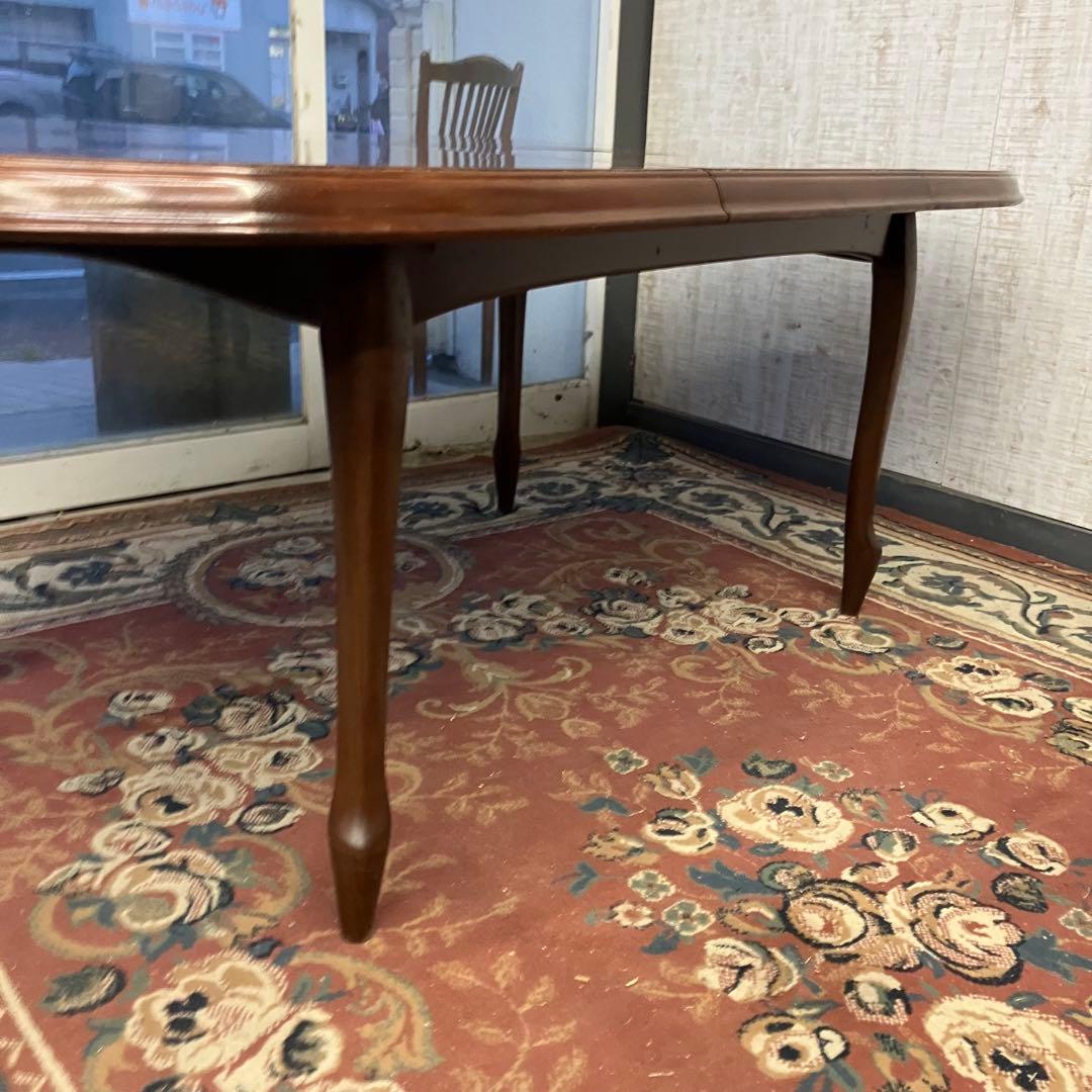 ②昭和レトロ マルニ 木製オーバル 伸縮式ダイニングテーブル 楕円形アンティーク