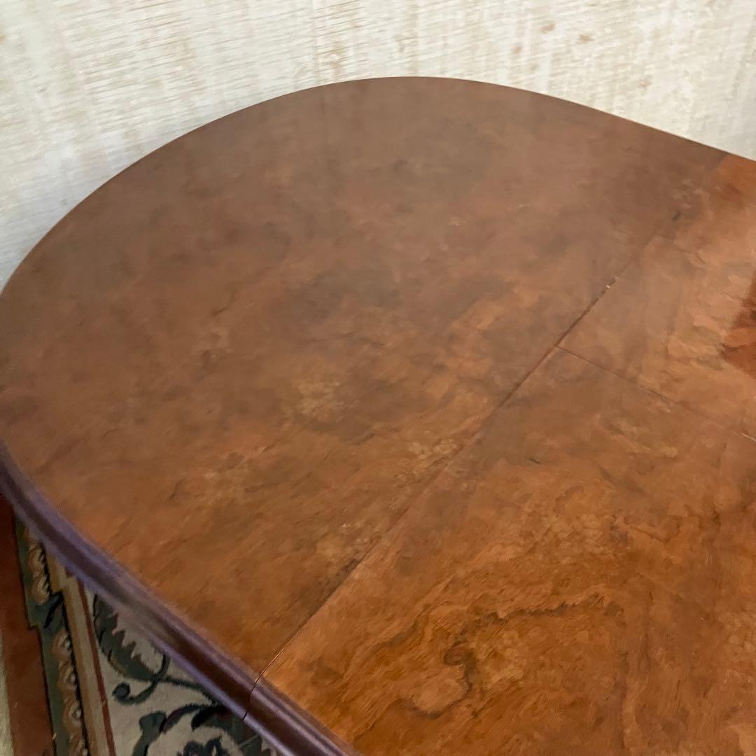 ②昭和レトロ マルニ 木製オーバル 伸縮式ダイニングテーブル 楕円形アンティーク