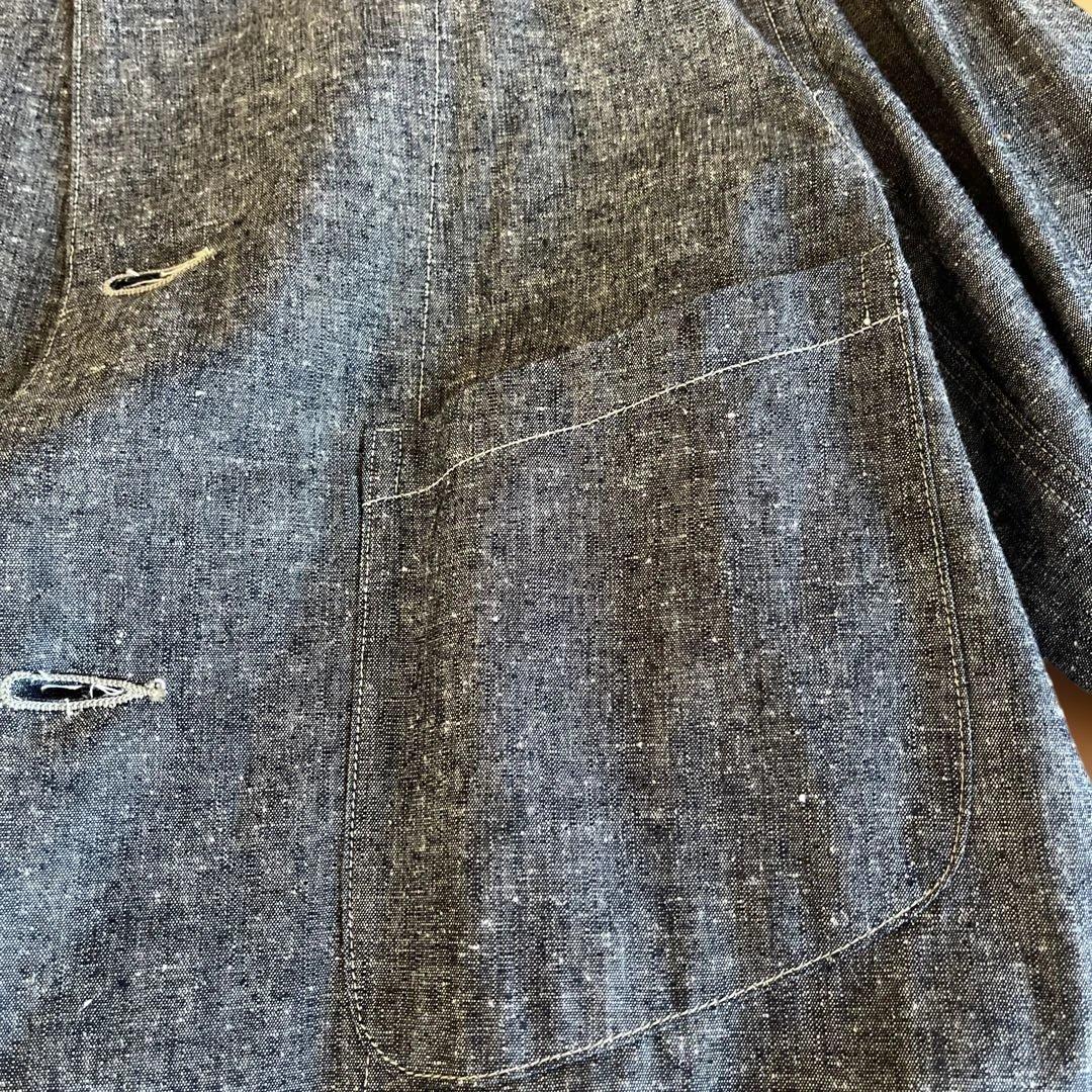 ク*パ様 ウェアハウス　シャンブレー　ショップコート ネイビー40 Lサイズ メ