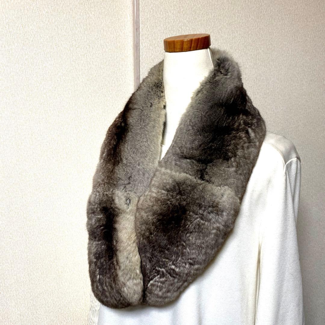 Ch 鞣し柔らか　人工繁殖　チンチラ マフラー　裏地ベルベット ショール 成人式